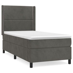 vidaXL Sommier à lattes de lit et matelas Gris foncé 90x200 cm Velours