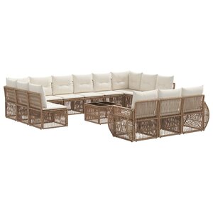 vidaXL Ensemble de canapé de jardin 14 Pièces Beige et blanc crème