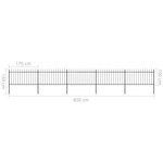 vidaXL Clôture de jardin avec dessus en lance Acier 8 5x1 m Noir