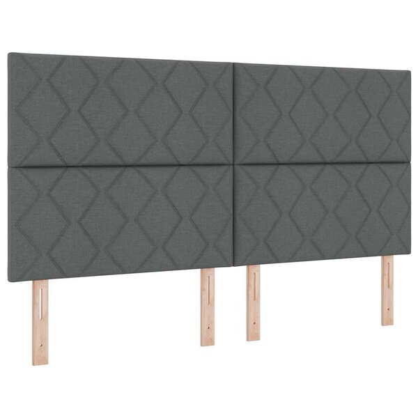 vidaXL Lit à ressorts avec matelas Gris foncé 180 x 200 cm tissu