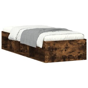 vidaXL Cadre de lit chêne fumé 75x190 cm petit simple