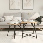 vidaXL Set de 2 tables d'appoint en chêne massif et métal