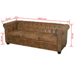 vidaXL Canapé Chesterfield 3 places cuir artificiel marron