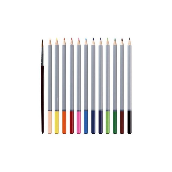 Herlitz 10795284 Pack de 12 Crayons de Couleurs aquarelles avec Pinceau 2,5 mm