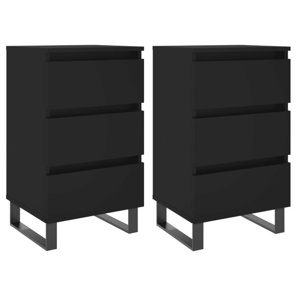 vidaXL Tables de chevet 2 Pièces noir 40x35x69 cm bois d’ingénierie