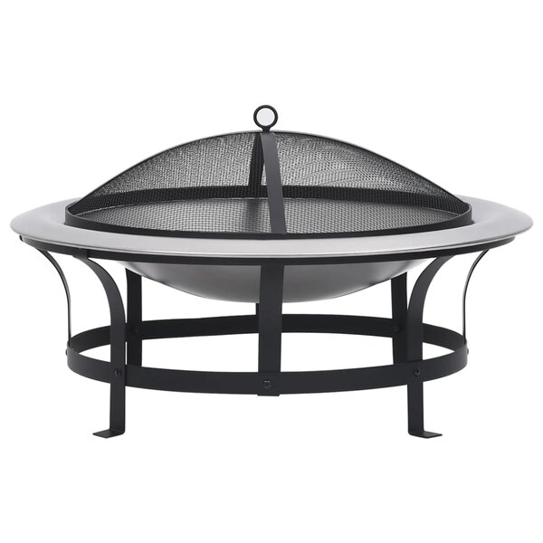 vidaXL Foyer extérieur avec gril en acier inoxydable 76 cm