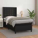 vidaXL Sommier à lattes de lit avec matelas Noir 90x200 cm Similicuir