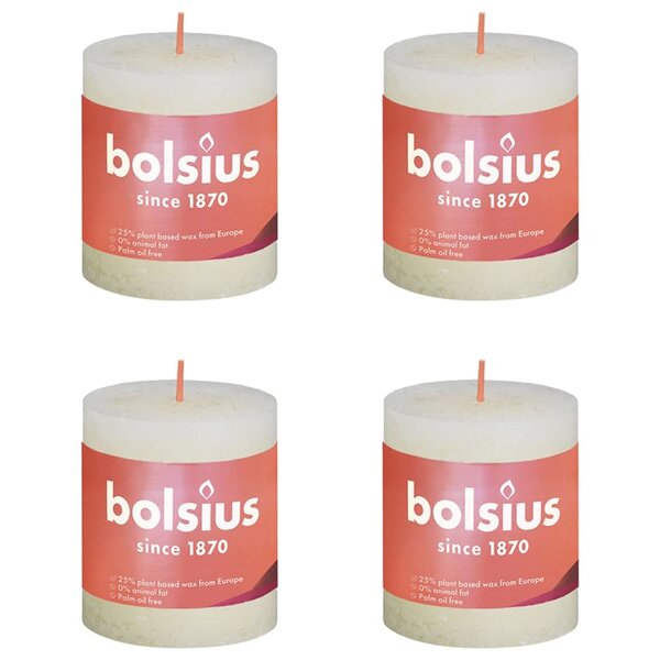 Bolsius Bougies pilier rustiques Shine 4 Pièces 80x68 mm Perle douce