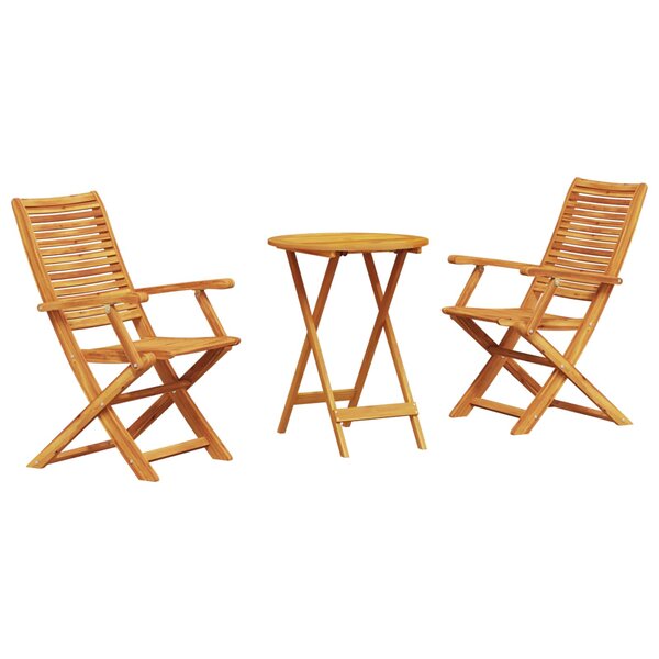 vidaXL Ensemble bistro pliant 3 Pièces Marron Bois d'Acacia Massif