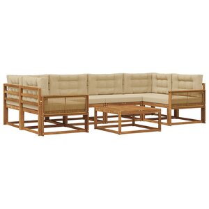 vidaXL Ensemble de canapés d'extérieur 7 Pièces Naturel et Beige