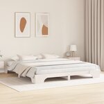 vidaXL Cadre de Lit Blanc Bois 200 x 200 cm Résistant Lit Blanc