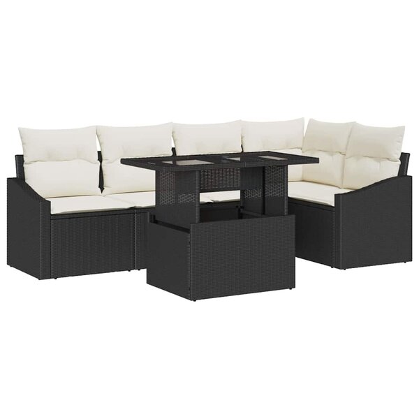 vidaXL Ensemble de canapé de jardin 6 Pièces Noir  Crème 100 x 55 x 73 cm