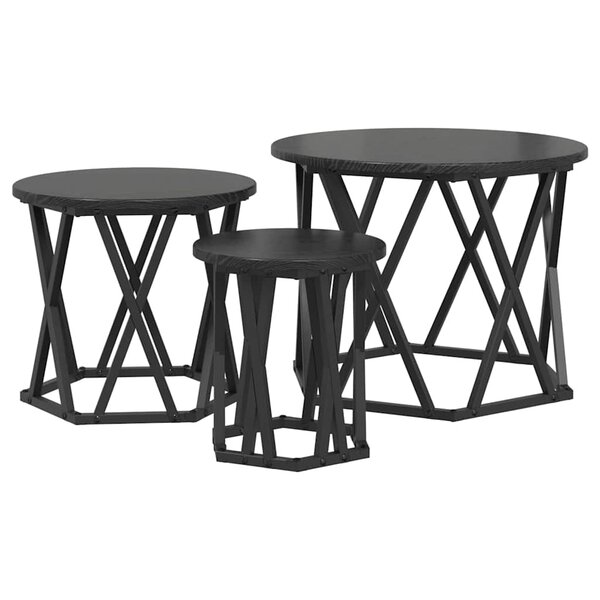 vidaXL Table d'appoint empilable 3 Pièces Chêne noir