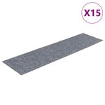vidaXL Tapis d'escalier autocollants 15 pièces 76 x 20 cm Gris clair Rectangulaire