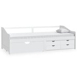 vidaXL Lit de repos 3 places à tiroirs Blanc Pin massif 90x200 cm