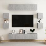 vidaXL Ensemble de meubles TV 8 Pièces Gris béton Bois d'ingénierie