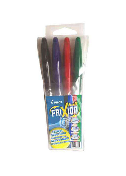 Etui de 4 Stylos Roller FRIXION BALL Bleu Noir Rouge Vert PILOT