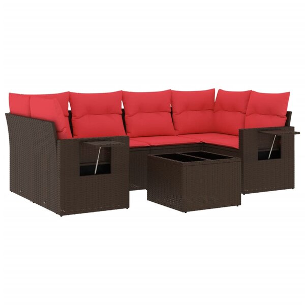 vidaXL Salon de jardin avec coussins 7 Pièces marron résine tressée