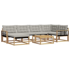 vidaXL Ensemble de canapés d'extérieur 7 Pièces Blanc et gris clair