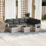 vidaXL Salon de jardin 8 Pièces avec coussins gris clair résine tressée