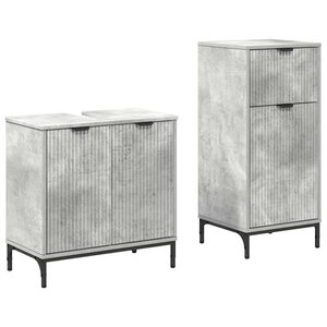 vidaXL Ensemble de mobilier de salle de bain 2 Pièces Gris béton