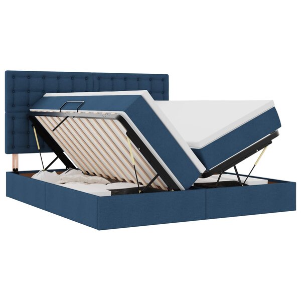 vidaXL Lit de Rangement avec tête de lit Bleu 180 x 200 cm Tissu