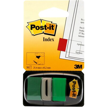 Marque-pages souples 25 x 43,2 mm - 50 index vert (paquet 50 unités)