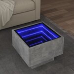 vidaXL Table d'appoint et LED gris béton 40x40x30 cm bois d'ingénierie