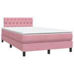 vidaXL Sommier à lattes de lit avec matelas et LED rose 120x220 cm velours