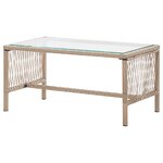 Salon de jardin meuble d'extérieur ensemble de mobilier 4 pièces avec coussins résine tressée beige 02_0016175
