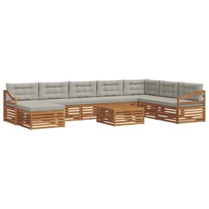 vidaXL Ensemble de canapés d'extérieur 9 pc Gris Naturel et Clair