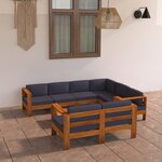 vidaXL Salon de jardin 8 Pièces avec coussins gris foncé Bois d'acacia