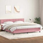 vidaXL Sommier à lattes de lit avec matelas et LED rose 180x210 cm velours