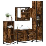 vidaXL Ensemble meubles salle de bain 4 Pièces chêne fumé bois ingénierie