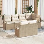 vidaXL Ensemble de canapé de jardin 7 Pièces Beige Poly rotin