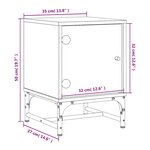 vidaXL Table de chevet avec porte en verre chêne fumé 35x37x50 cm