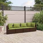 vidaXL Salon de jardin 4 Pièces avec coussins marron résine tressée