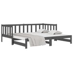 vidaXL Lit coulissant Gris 2x(90x190) cm Bois de pin massif
