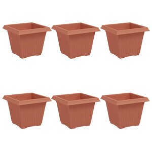vidaXL Pot de Fleurs Carré 6 Pièces Rouge brique 33 x 33 x 26 cm