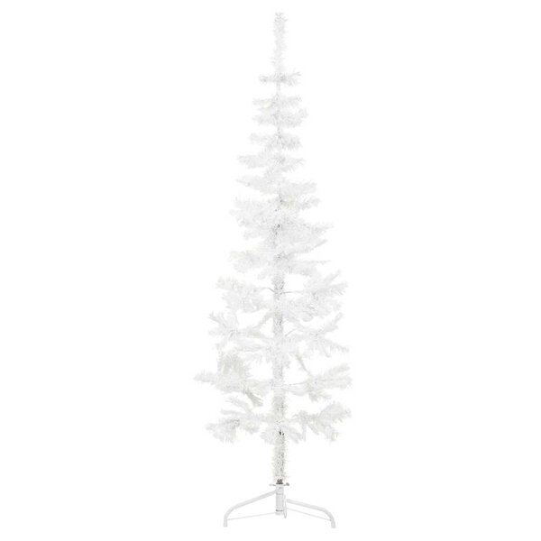 vidaXL Demi sapin de Noël artificiel mince avec support Blanc 150 cm