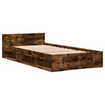 vidaXL Cadre de lit et tiroir chêne fumé 100x200 cm bois d'ingénierie