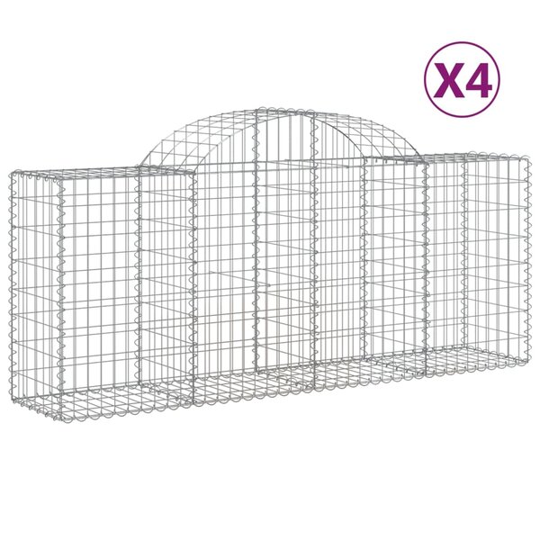 vidaXL Paniers à gabions arqués 4 Pièces 200x50x80/100 cm Fer galvanisé