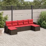 vidaXL Salon de jardin avec coussins 7 Pièces marron résine tressée