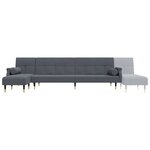 vidaXL Canapé-lit en forme de L gris 271x140x70 cm velours