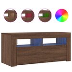 vidaXL Meuble TV avec lumières LED Chêne marron 90x35x40 cm
