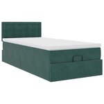 vidaXL Cadre de lit ottoman avec matelas vert foncé 100x200 cm velours