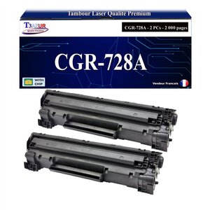 T3AZUR -2x Toners compatibles avec Canon 728 (3500B002) pour Canon MF4580  MF4580DN  MF4730  MF4750  MF4780W  MF4870DN  MF4890DW