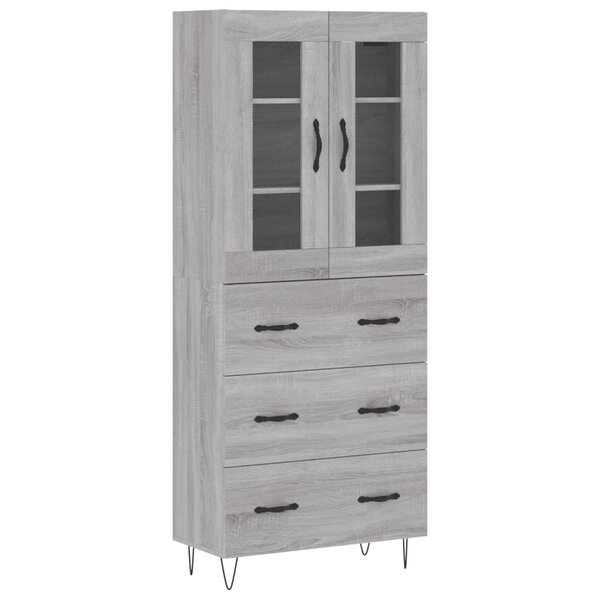 vidaXL Buffet haut Sonoma gris 69 5x34x180 cm Bois d'ingénierie