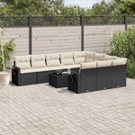 vidaXL Salon de jardin 11 Pièces avec coussins noir résine tressée