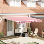 vidaXL Auvent rétractable automatique avec LED Rayé rouge et blanc 400x350 cm